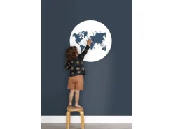 ESTAhome Selbstklebende Runde Tapete Weltkarte Blau Ø 70 cm 158984* Wandtattoos
