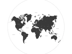 ESTAhome Selbstklebende Runde Tapete Weltkarte Schwarz-Weiß Ø 70 cm 158985* Wandtattoos