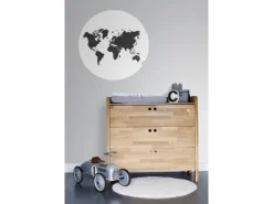 ESTAhome Selbstklebende Runde Tapete Weltkarte Schwarz-Weiß Ø 70 cm 158985* Wandtattoos