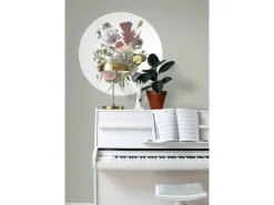 ESTAhome Selbstklebende Runde Tapete Blumenstrauß Grün Rosa und Gelb Ø 70 cm 158996* Wandtattoos