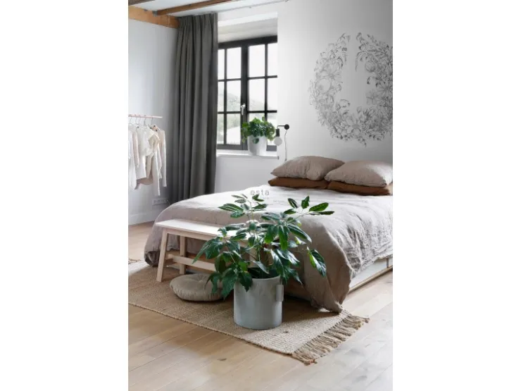 ESTAhome Selbstklebende Runde Tapete Blumenzeichnungen Schwarz-Weiß Ø 140 cm 159109* Wandtattoos