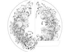 ESTAhome Selbstklebende Runde Tapete Blumenzeichnungen Schwarz-Weiß Ø 140 cm 159109* Wandtattoos