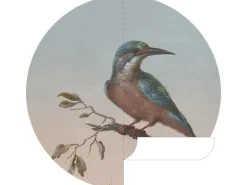 ESTAhome Selbstklebende Runde Tapete Eisvogel Auf Zweig Abendrot Ø 140 cm 159017
