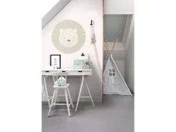 ESTAhome Selbstklebende Runde Tapete Tierköpfe Beige Ø 70 cm 158973
