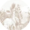 ESTAhome Selbstklebende Runde Tapete Dschungelmuster Beige Ø 70 cm 159077* Wandtattoos