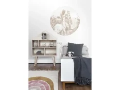ESTAhome Selbstklebende Runde Tapete Dschungelmuster Beige Ø 70 cm 159077* Wandtattoos