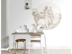 ESTAhome Selbstklebende Runde Tapete Dschungelmuster Beige Ø 70 cm 159077* Wandtattoos