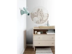 ESTAhome Selbstklebende Runde Tapete Dschungelmuster Beige Ø 70 cm 159077* Wandtattoos