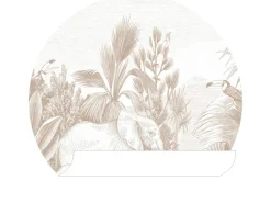 ESTAhome Selbstklebende Runde Tapete Dschungelmuster Beige Ø 70 cm 159077* Wandtattoos