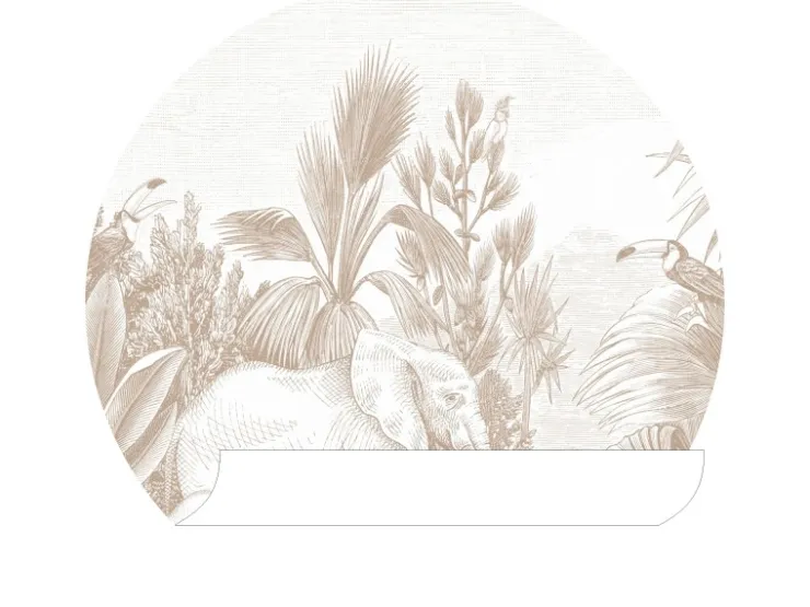 ESTAhome Selbstklebende Runde Tapete Dschungelmuster Beige Ø 70 cm 159077* Wandtattoos