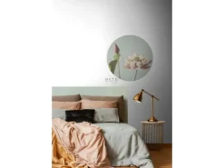 ESTAhome Selbstklebende Runde Tapete Lotusblume Altrosa und Graublau Ø 70 cm 158994* Wandtattoos