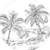 ESTAhome Selbstklebende Runde Tapete Safari-Muster Schwarz-Weiß Ø 140 cm 159004* Wandtattoos