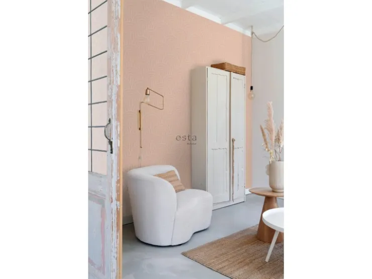 ESTAhome Tapete Art Decó Muster Pfirsich 53 cm x 10.05 m