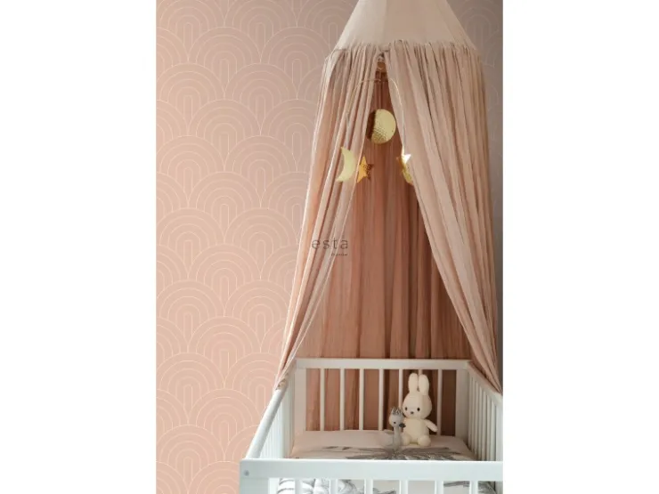 ESTAhome Tapete Art Decó Muster Pfirsich 53 cm x 10.05 m