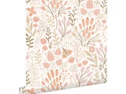 ESTAhome Tapete Blätter und Blumen und Orange 50 x 900 cm