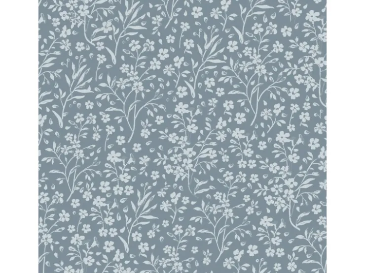 ESTAhome Tapete Blumen Graublau 50 x 900 cm 139885* Dekorative Tapeten