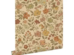 ESTAhome Tapete Blumen Ockergelb und Beigebraun 50 x 900 cm* Tapetenmuster
