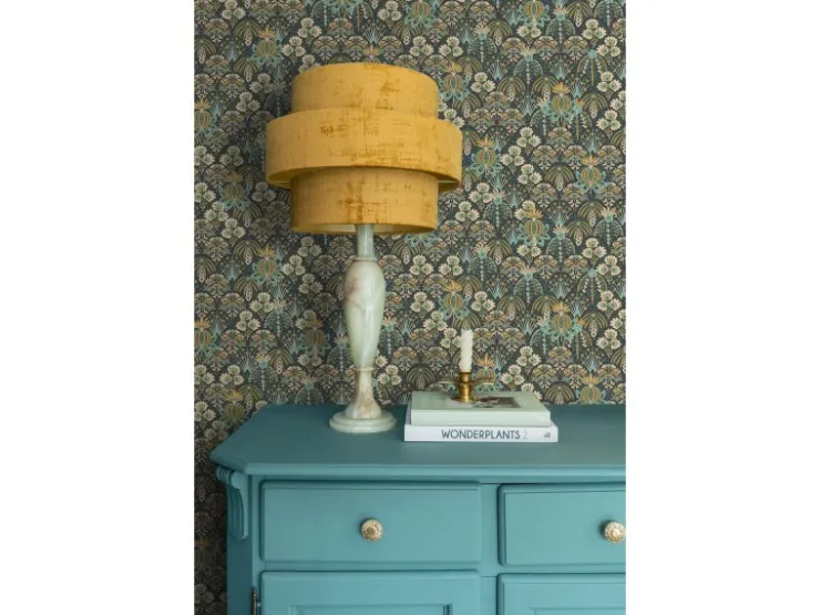 ESTAhome Tapete Blumenmuster im Jugendstil Grau Blau und Beige 50 x 900 cm* Dekorative Tapeten