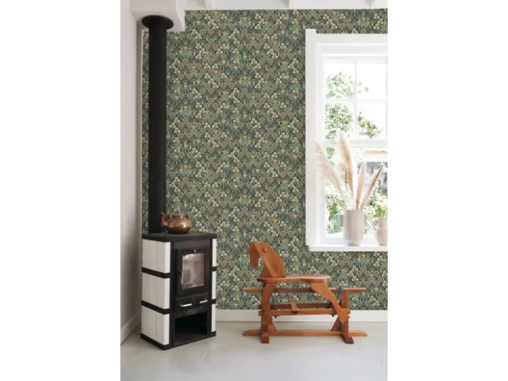 ESTAhome Tapete Blumenmuster im Jugendstil Grau Blau und Beige 50 x 900 cm* Dekorative Tapeten