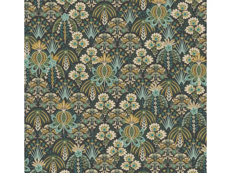 ESTAhome Tapete Blumenmuster im Jugendstil Grau Blau und Beige 50 x 900 cm* Dekorative Tapeten