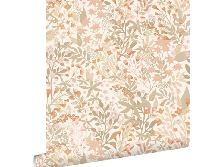 ESTAhome Tapete Feldblumen Terrakotta und Graugrün 50 x 900 cm* Dekorative Tapeten