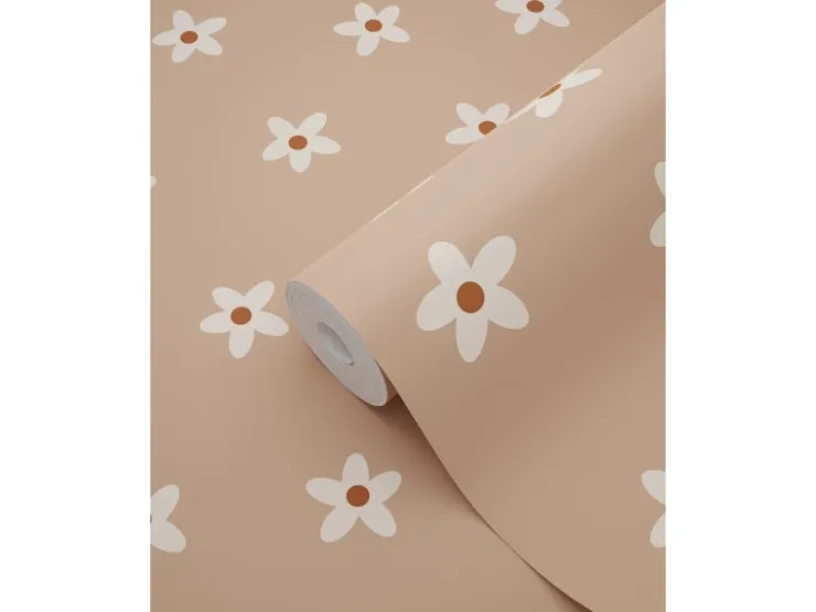 ESTAhome Tapete Gänseblümchen Terrakottarosa 53 cm x 10.05 m* Dekorative Tapeten