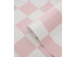 ESTAhome Tapete Karomuster Rosa und Weiß 50 x 900 cm 139998