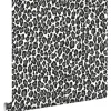 ESTAhome Tapete Panter Schwarz und Weiß 53 cm x 10,05 m 136810