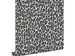 ESTAhome Tapete Panter Schwarz und Weiß 53 cm x 10,05 m 136810