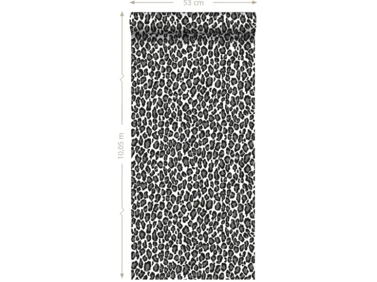 ESTAhome Tapete Panter Schwarz und Weiß 53 cm x 10,05 m 136810