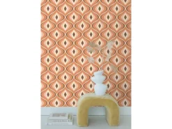 ESTAhome Tapete Retro-Ornamente Orange und Braun 50 x 900 cm 130986