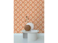 ESTAhome Tapete Retro-Ornamente Orange und Braun 50 x 900 cm 130986