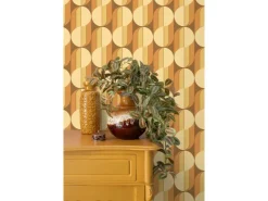 ESTAhome Tapete Retro-Ornamente Orange und Braun 50 x 900 cm