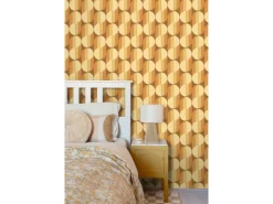 ESTAhome Tapete Retro-Ornamente Orange und Braun 50 x 900 cm