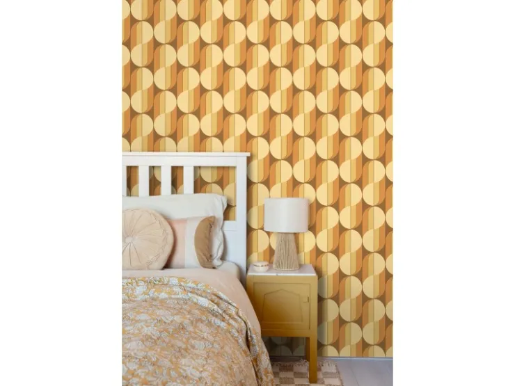 ESTAhome Tapete Retro-Ornamente Orange und Braun 50 x 900 cm