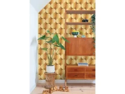 ESTAhome Tapete Retro-Ornamente Orange und Braun 50 x 900 cm