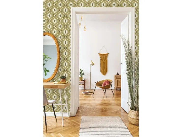 ESTAhome Tapete Retro-Ornamente Graugrün 50 x 900 cm 130987* Dekorative Tapeten