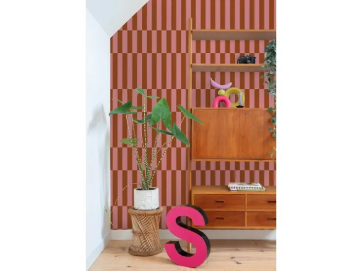 ESTAhome Tapete Streifen und Rot 50 x 900 cm