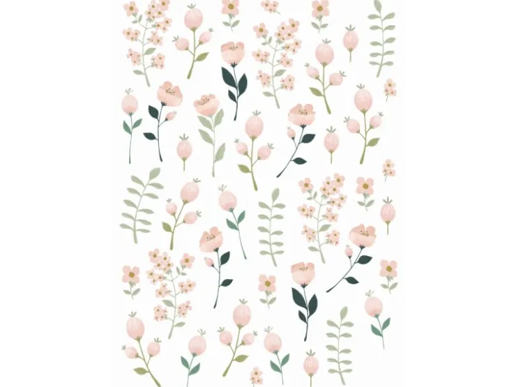 ESTAhome Wandtattoo Blumen Weiß Rosa und Grün 47,5 cm x 66 cm 156114