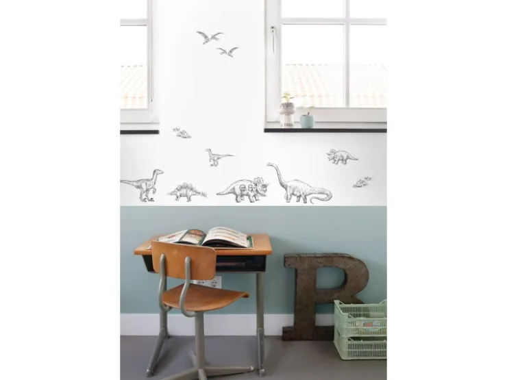ESTAhome Wandtattoo Dinosaurier Schwarz-Weiß 47,5 cm x 66 cm 156105* Wandtattoos