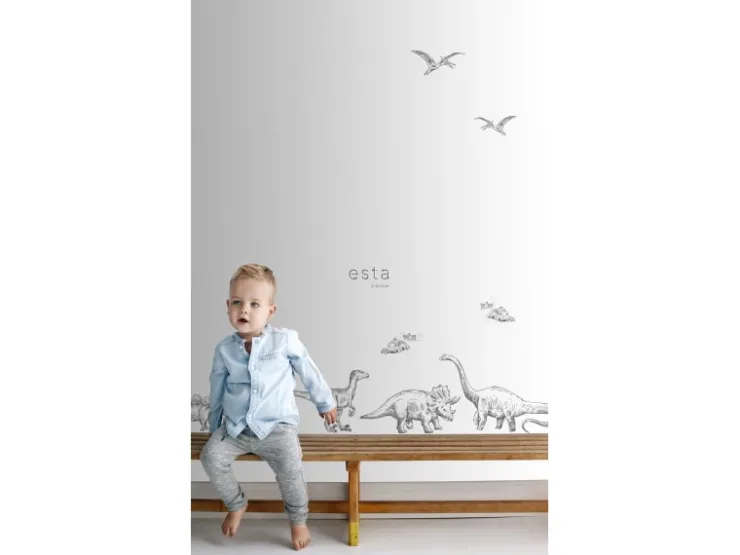 ESTAhome Wandtattoo Dinosaurier Schwarz-Weiß 47,5 cm x 66 cm 156105* Wandtattoos
