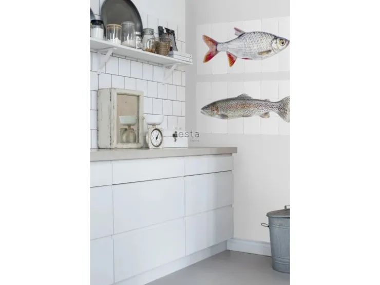 ESTAhome Wandtattoo Fisch Grau und Rot 97 x 48,5 cm 159029