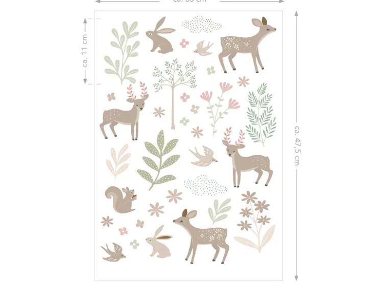 ESTAhome Wandtattoo Hirsche Beige und Grün 33 cm x 47,5 cm 156118