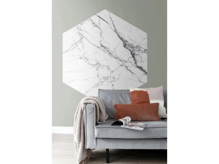 ESTAhome Wandtattoo Marmor-Optik Schwarz-Weiß 140 x 161 cm 159026