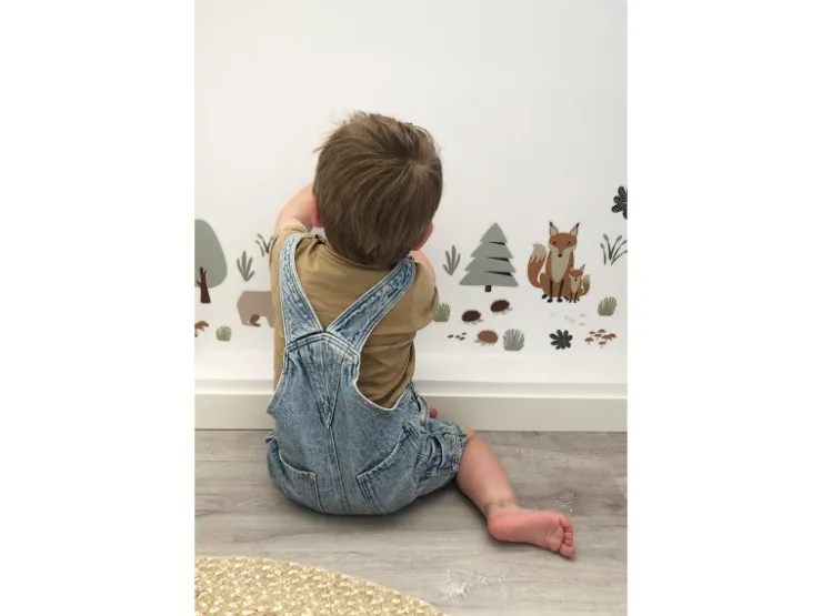 ESTAhome Wandtattoo Wald Mit Waldtieren Beige und Mintgrün 47,5 cm x 66 cm 156104* Wandtattoos