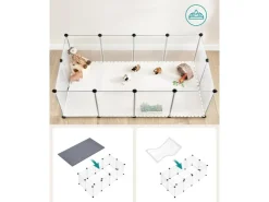 Feandrea Freigehege mit Bodenplatten 143 cm x 73 cm x 46 cm Weiß