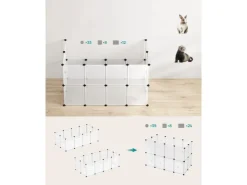 Feandrea Freigehege mit Bodenplatten 143 cm x 73 cm x 46 cm Weiß
