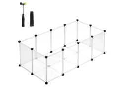 Feandrea Freigehege mit Bodenplatten 125 cm x 63 cm x 42 cm Weiß* Kleintierbedarf