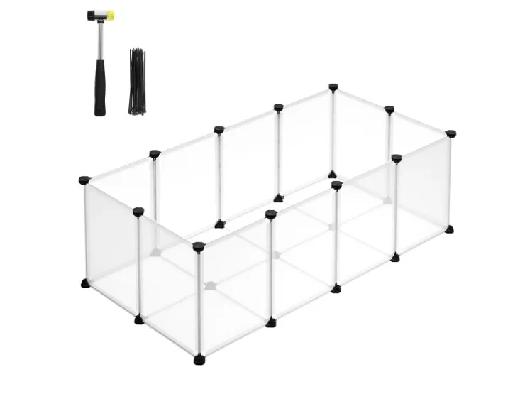 Feandrea Freigehege mit Bodenplatten 125 cm x 63 cm x 42 cm Weiß* Kleintierbedarf