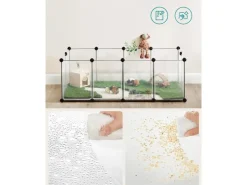 Feandrea Freigehege mit Bodenplatten 125 cm x 63 cm x 42 cm Weiß* Kleintierbedarf